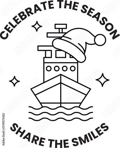 A boat with a Santa hat on it