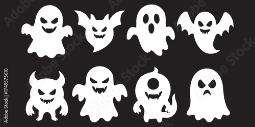 Ghost icon vector set. Phantom illustration sign collection. Specter symbol. Halloween logo. Spirit mark.