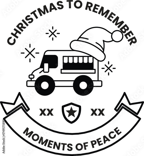 The truck is decorated with a ribbon and a star