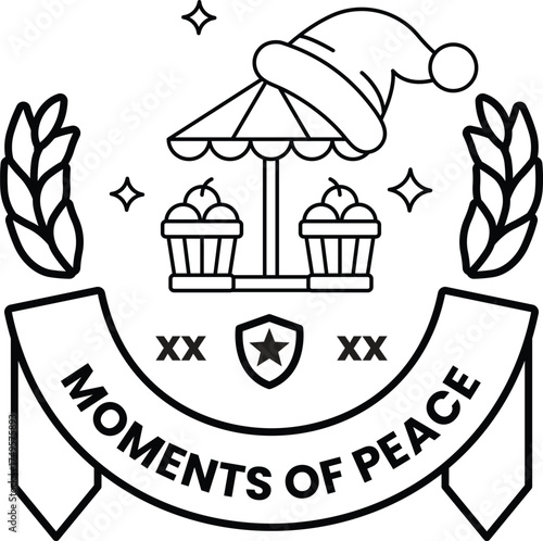 A black and white logo for Moments of Peace