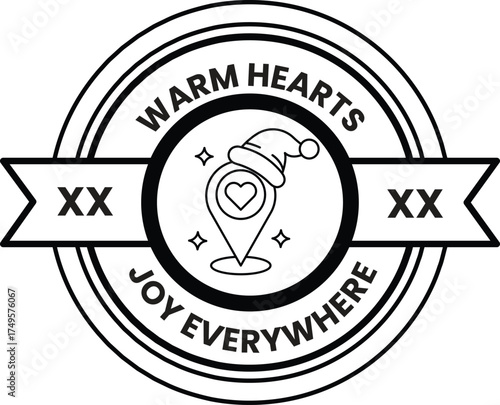 A warm heart logo with a Santa hat and a heart on it