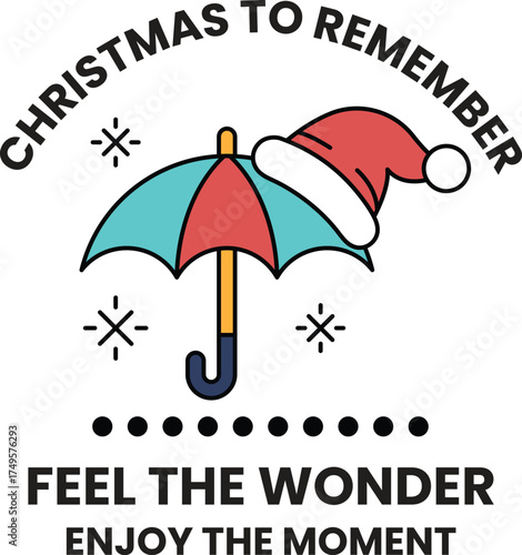 A Christmas umbrella with a red and blue handle and a red and blue top