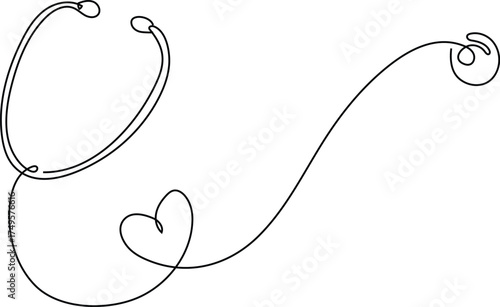 Continuous line drawing of stethoscope with heart shape medical health care concept vector illustration
