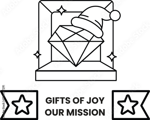 A diamond is surrounded by a star and a hat