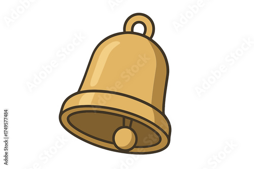 Simple golden notification bell icon with internal clapper