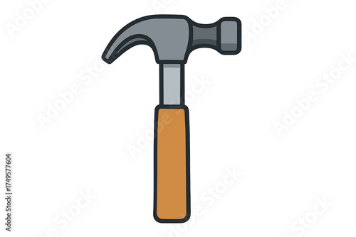 Claw hammer tool icon with thick outline and simple colors