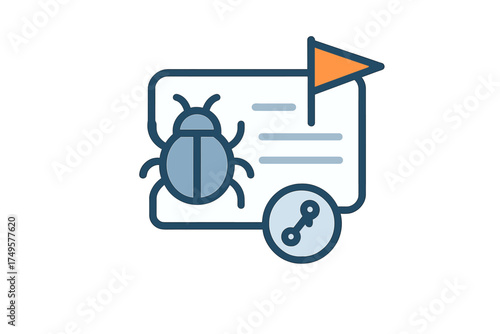 Software bug report and resolution concept icon