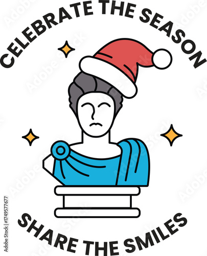 A man wearing a Santa hat is shown with a blue robe