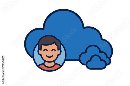 User profile icon displayed before large cloud storage symbol