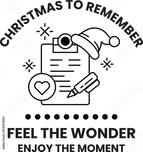 A black and white Christmas to Remember poster with a pen and paper on it
