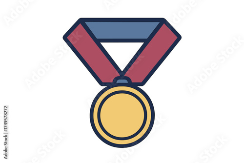 Gold medal award icon featuring a ribbon and empty center space