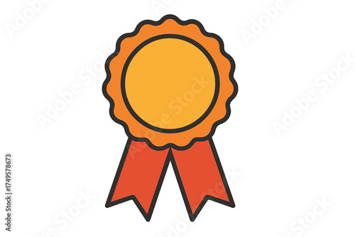 Blank award ribbon rosette medal icon with empty center space