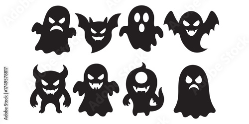 Ghost icon vector set. Phantom illustration sign collection. Specter symbol. Halloween logo. Spirit mark.