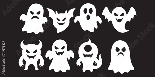 Ghost icon vector set. Phantom illustration sign collection. Specter symbol. Halloween logo. Spirit mark.