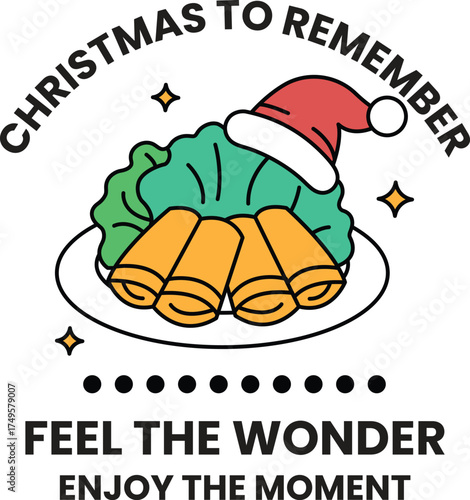 A plate of food with a Christmas hat on it