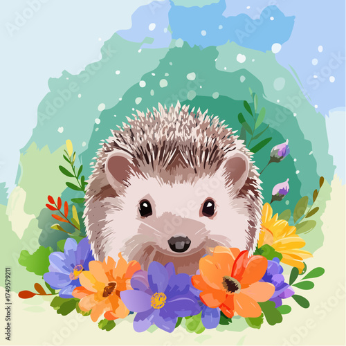 Igelbaby auf der Blumenwiese