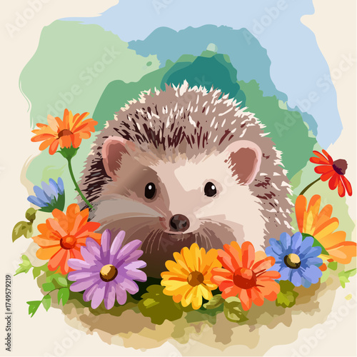 Igelbaby auf der Blumenwiese