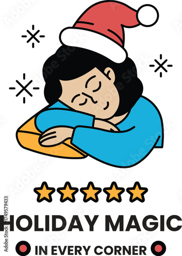 A woman is sleeping on a pillow with a star on it