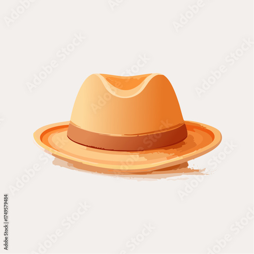 Classic fedora hat illustration with shadow and minimalist style