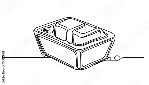 Single line drawing in modern minimalist style of traditional gold ingot symbol on white background with copy space