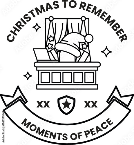 A black and white Christmas to Remember logo with a Santa hat and a star