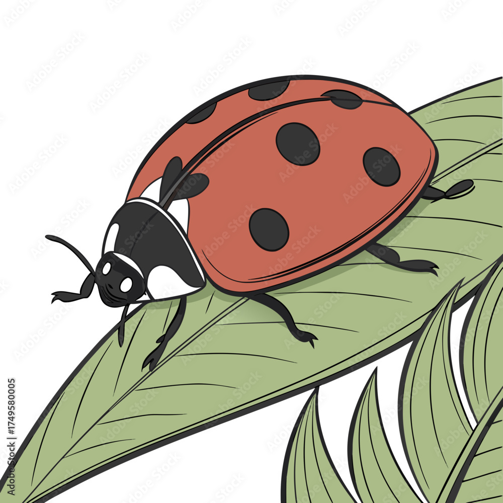 Obraz premium Lady Bug vector on leaf