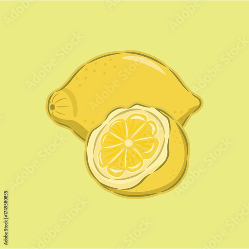 Illustration of a healthy and refreshing yellow lemon, for health and drinks