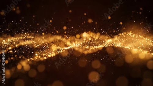 Wallpaper Mural Abstract Golden Glitter Particle Wave with Bokeh Lights. Torontodigital.ca