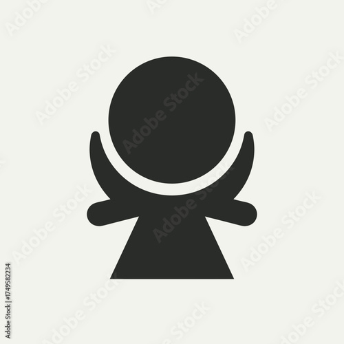 Isolated figure icon showing abstract person on light background. Isolated figure icon portrays simplistic design, ideal for symbolizing unity and diversity.