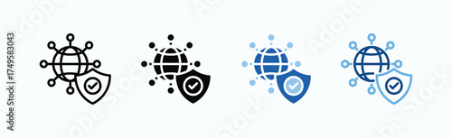 Network Security Icon Sheet Multiple Style Collection Isolated Vector