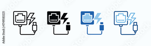 Socket Icon Sheet Multiple Style Collection Isolated Vector