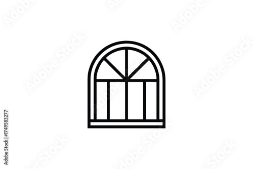 Simple arched window design with geometric panes a striking silhouette