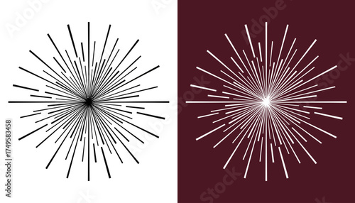 Abstract starburst design with contrasting colors, creating a dynamic visual effect for artistic use