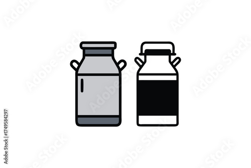 Two milk containers one shaded and one dark artful silhouette