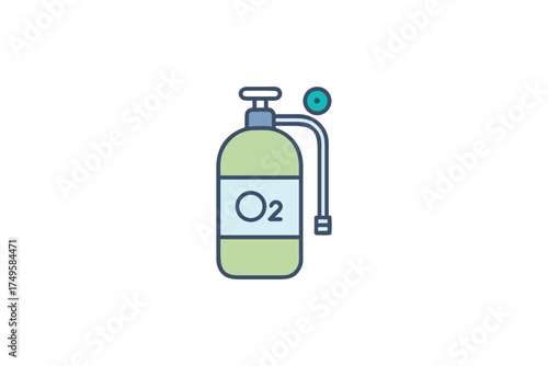 Simple flat design illustration of an oxygen tank medical equipment silhouette