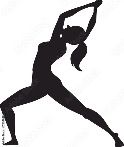 A girl dancing mode for trained up with physical exercise gymnastic field work practice silhouette pro vector