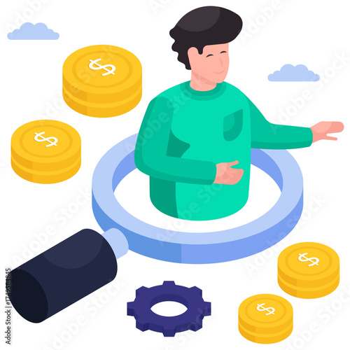 Avatar under magnifying glass, concept of headhunting