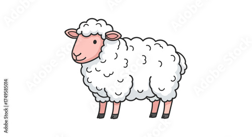 Adorable fluffy sheep illustration for children's books or farm-themed designs, bringing a touch of whimsical charm and rustic delight to any project