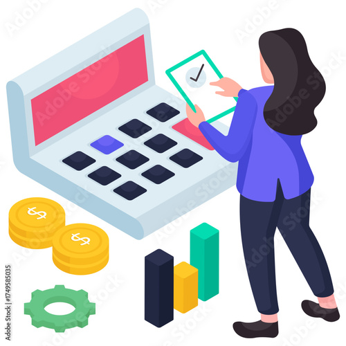 Cruncher with money, concept of financial calculator
