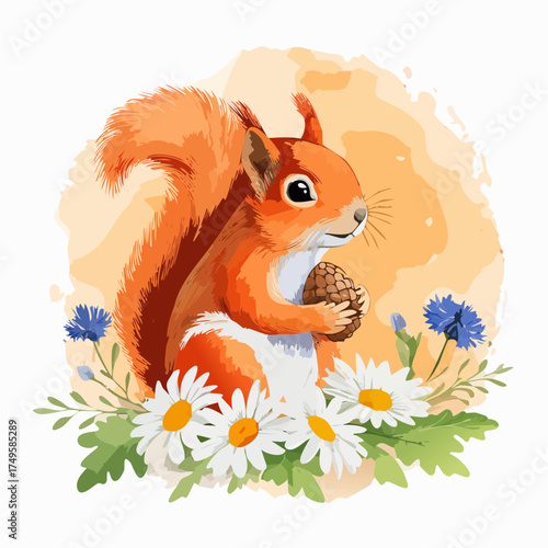 Eichhörnchenbaby auf der Blumenwiese
