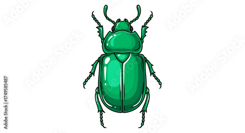 Vibrant green beetle illustration perfect for educational content, nature guides, or eye catching designs with unique insect artwork for kids and adults alike