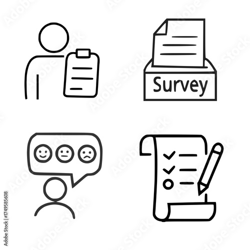 Handmade Survey Form and Rating Symbols – Minimal Vector Icons