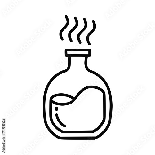 Handmade Chemistry Flask Icon – Laboratory Equipment Line Art Vector Illustration