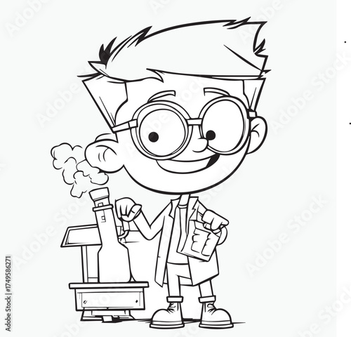 cartoon professor with a book