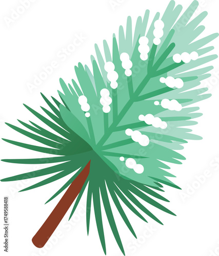 Beautiful bundle of pine needles with gentle snow dusting detailed holiday art