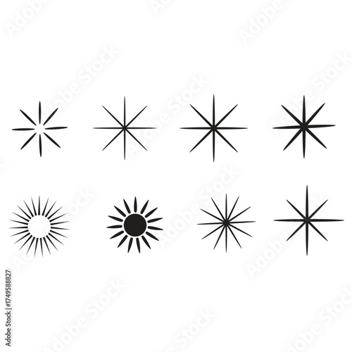 Doodle sparkle vector set illustration