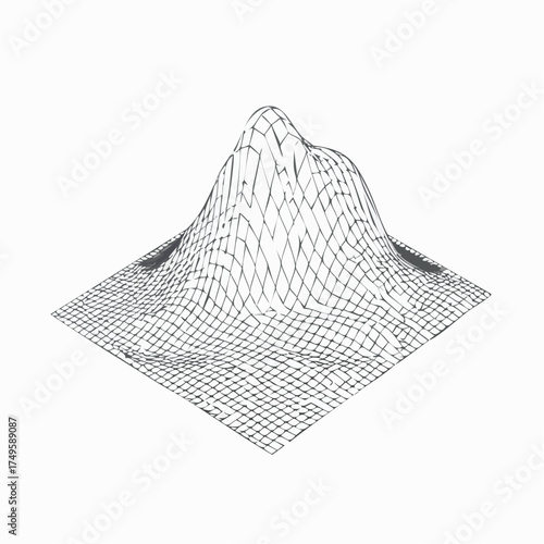 Abstract 3 d wireframe landscape illustration for data visualization