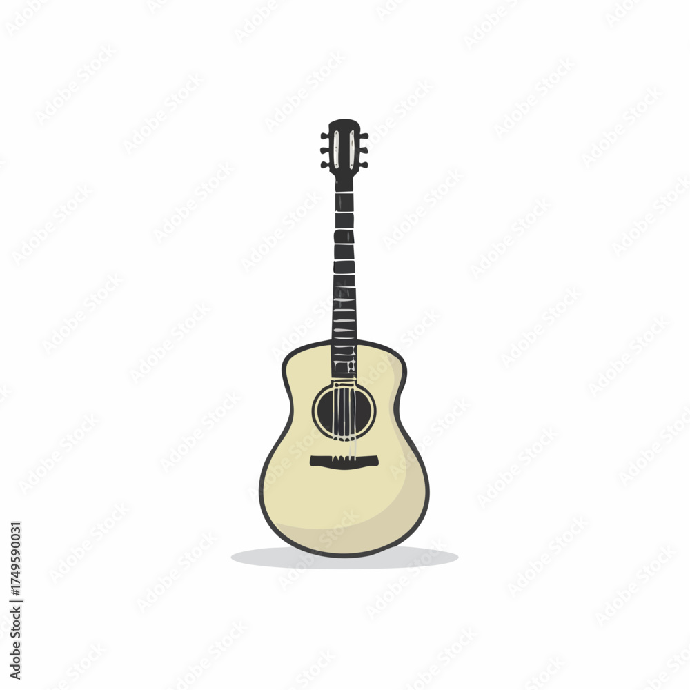 Fototapeta premium Acoustic guitar illustration on white background for music and art concepts