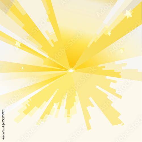 Abstract yellow burst with star shapes on white background