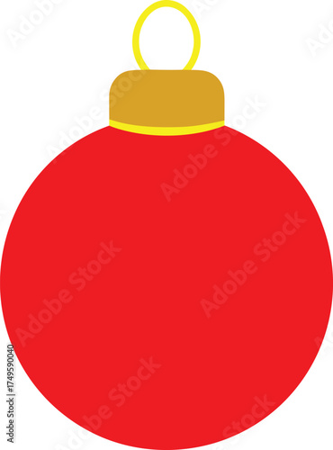 Single red Christmas bauble with golden cap classic festive elegance